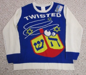 Maglione Chanukah Twisted Ugly Holiday nuovo con etichetta Hanukkah Dreidel uomo Medium - Foto 1 di 6