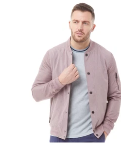 Ted Baker Mens Redin Dusky Pink Zip Up Fabric Blocked Bomber Jacket £219.99 - Picture 1 of 5
