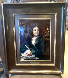 Antique Enamel on Copper Portrait of De Boileau Framed Artwork – Artist D. Faure - Picture 1 of 12