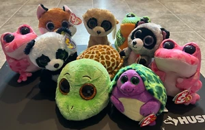 Beanie Boos 9pc. Lot Sandy Smitten Tiki Speckles Rebel Bamboo Rocco Slick MWMT - Picture 1 of 5