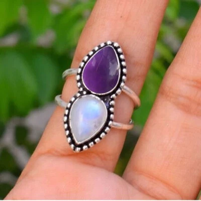 Good Look Amethyst Gemstone 925 Sterling Silver Handmade Ring All Size K-18 - Image 1 of 4