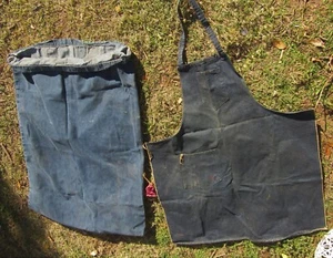 Vintage 1940s Custom Denim Massive Duffel Bag Plus Apron Levis Selvedge Redline - Picture 1 of 9