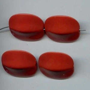 6 PIECES VINTAGE RUST ACRYLIC 28x24mm. FANCY PETAL BEADS 5175 - Picture 1 of 1
