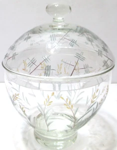 Fifth Avenue Crystal Glass Candy Dish Bowl w Lid Cut Etched Romania 9" Tall - Picture 1 of 7