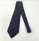 Cravate en soie homme Salvatore Ferragamo « montre de poche » EXCELLENTE bleu marine