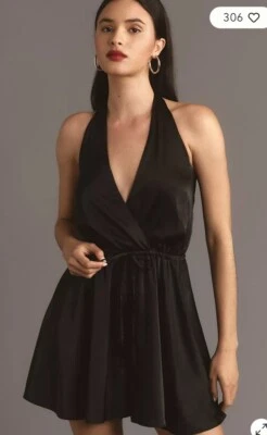 Nuevo con etiquetas Mono Anthropologie Hutch Halter Negro Sólido Mameluco Sexy Talla XL!! Foto 1 de 4