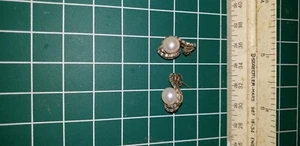 Vintage sterling silver 925 pearl studs earrings - Foto 1 di 6