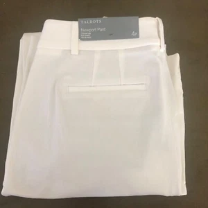 $99 NWT Women Talbots Newport Pants Sz 4P Trouser Leg cotton Blend Dress white - Picture 1 of 9
