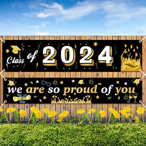 Class of 2024 Graduation Decorations - 2 Pcs Congrats Grad Banners Graduation Pa - Picture 1 of 12
