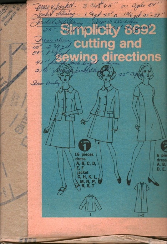 8692 Vintage Simplicity SEWING Pattern Misses 1960s Dress Jacket UNCUT Career 10 - Image 1 of 1