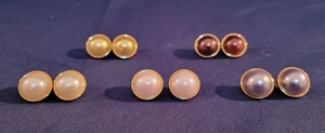 Joan Rivers Set Of 5 Round Simulated Pearl Multicolor Stud Goldtone Earrings - Picture 1 of 8