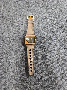 NEUE BATTERIE Mistura Avanti braun Holz & Leder Quarzuhr schwarz orange Zifferblatt - Bild 1 von 10