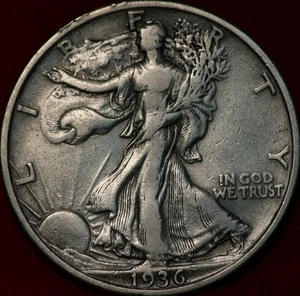 1936 Philadelphia Mint Silver Walking Liberty Half - Picture 1 of 2