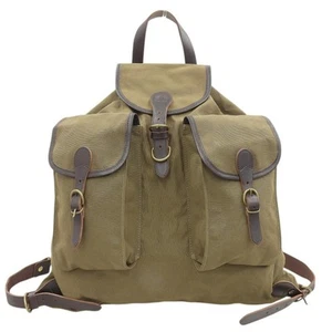 Bolso Mochila Il Bisonte 21Ss 2021 Producto Cuero Lona Oliva Hombre Mujer - Imagen 1 de 9