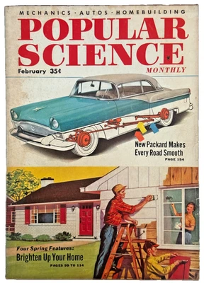 Popular Science Magazine Feb 1955 Packard Cars Homebuilding DIY Ads Mid Century - Image 1 of 4