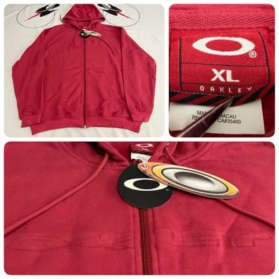 NWT NOS VTG Y2K Oakley Hoodie Jacket Full-Zip Debossed Logo Heavy Red XL - Image 1 of 4