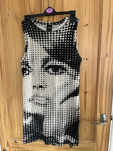 Urban Outfitters Pop Art Face Stretch Dress With Cut Out Back Detail Size L - Picture 1 of 5