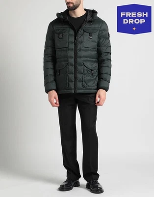 PVP €549 PEUTEREY Plumón Acolchado Chaqueta Talla M Verde Bolsillos Con Capucha Logo Foto 1 de 4