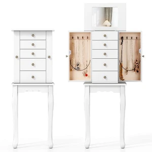 Joyero con Espejo Armario Almacenamiento Cofre Soporte Organizador Navidad Blanco - Imagen 1 de 10