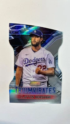 Clayton Kershaw 2023 Stadium Club Triumvirates Die-Cut #T-24 Insert - Image 1 of 2