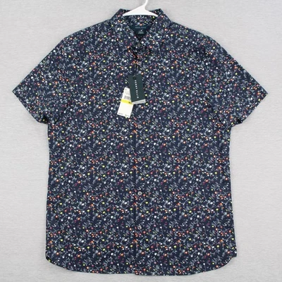 Perry Ellis Stretch Extensible Short Sleeve Button Up Shirt Mens Size M Blue NEW - Image 1 of 4