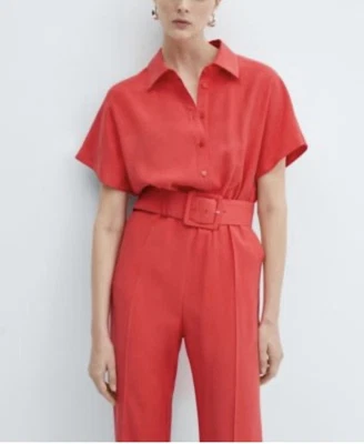 Macacão Mango MNG manga longa com cinto tamanho XL - Imagem 1 de 3