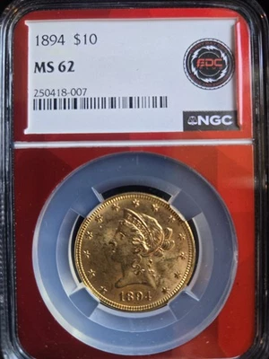 1894 $10 Liberty Gold Eagle Coin NGC MS62 Striking Visual - Image 1 of 2