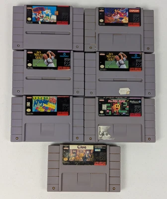 Lote de 7 Juegos Super Nintendo SNES - Pac Man/Plue/JACK NICKLAUS GOLF Foto 1 de 4