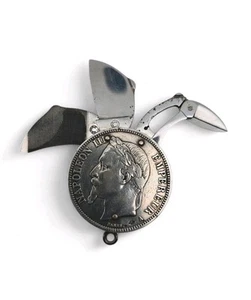 Superbe onglier Couteau Eloi PERNET 5 francs argent napoléon III 1869 - Bild 1 von 5