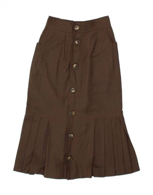 VINTAGE Womens Trumpet Skirt W26 Small Brown Wool AS07 - Image 1 of 3