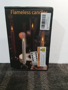 Luminara LED Flameless LED Battery Taper Candles with Remote Red 8"X1.1" - Picture 1 of 5