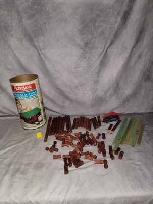 Juego de exploradores de troncos Lincoln Playskool de colección en lata casi completo 856 1974 Foto 1 de 4