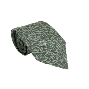 Cravatta collo Charvet Place Vendome verde bianco frammenti geometrici seta made in France - Foto 1 di 7