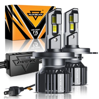 AUXBEAM H4 9003 LED Headlight Kit Bulb High Low Beam White 90W 25000LM Canbus 2x - Image 1 of 4