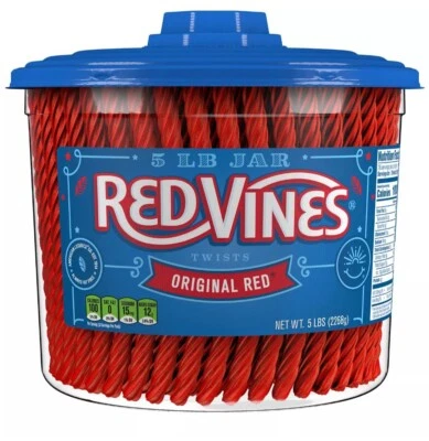 Banheira Red Vines Twists Original Red Alcaçuz Bulk Candy 5,5 lb - Imagem 1 de 4