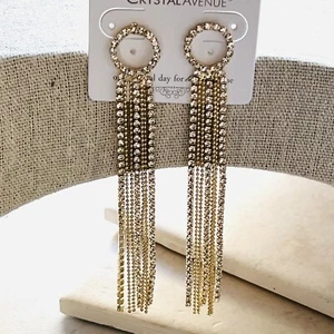 Long Dangle Hanging Crystal Tassel Earring Rhinestone Sexy Wedding Bridal Forma - Picture 1 of 6