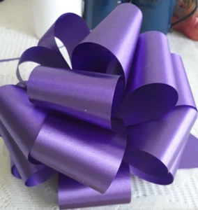 Purple Ribbon Pull Bow Set of 10 New Individually Sealed 20 Loops Awareness 5.5" - Picture 1 of 14