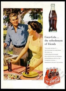 Coca-Cola 1953 mujer hombre cocina arte El refresco de amigos Coca Cola anuncio de colección - Imagen 1 de 1