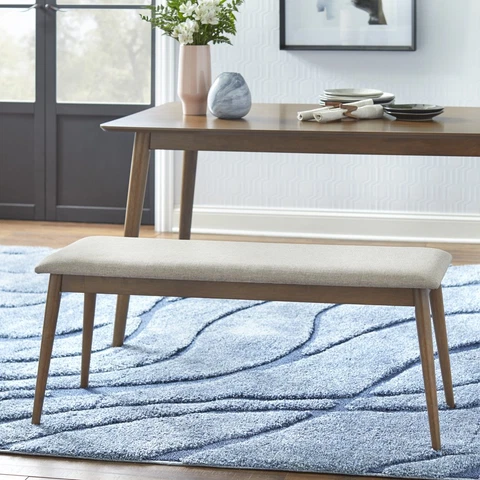 Newington Mid - Century Bench , Walnut Cover