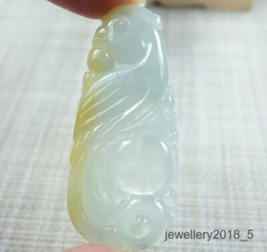 Certified Icy Light green+Yellow 100% natural A jadeite jade pendant~Parrot 鹦鹉 - Picture 1 of 11