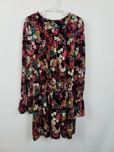 Ella Moss Girl's Long Sleeve Velvet Dress Size 8 Black & Multicolor Floral  - Picture 1 of 10