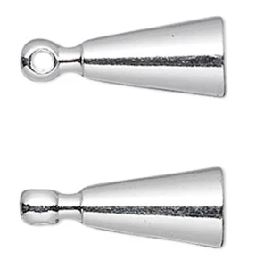 12 Silver Plated Brass 6.5x4mm Cone with Loop End Beads For Use with MEMORY WIRE - Picture 1 of 4
