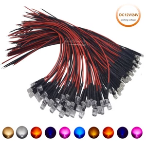 20PCS 5mm 3mm DC5V 12V 24V Flat Top LED Pre-wired 2pin DIP light-emitting diode - Picture 1 of 13