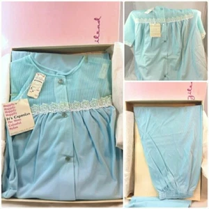 60er Jahre Vintage Gilead Pyjama Set Top Hose Gr. 36 blau Nylon Deadstock Neu mit Etikett OVP - Bild 1 von 12