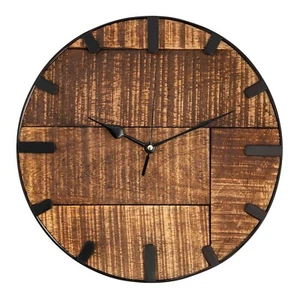 Wanduhr Holz ø 30 cm Uhr 2. Wahl Wohnzimmeruhr modern rund Holz Vintage lautlos - Bild 1 von 7