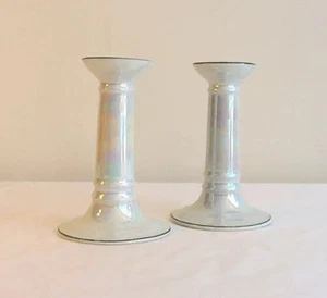 Par de candelabros/portavelas originales RCW Bavaria Opalescent Lusterware - Imagen 1 de 6