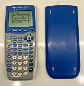 Texas Instruments TI-84 Plus Silver Edition Graphing Calculator Blue Cover WORKS - Picture 1 of 4