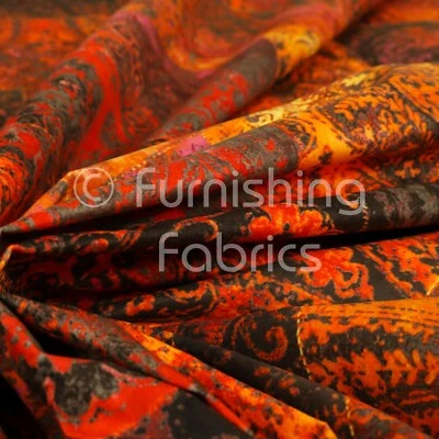 Soft Printed Velvet Patchwork Red Damask Traditional Pattern Upholstery Fabric - Image 1 of 4