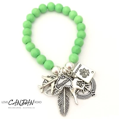 Souvenir Australia Friendship Compass Kangaroo Passport Bracelet Gift Plane 🎁 - Image 1 of 4