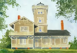 Hereford Inlet Lighthouse, Wildwood, NJ. Watercolor Notecards - Picture 1 of 2